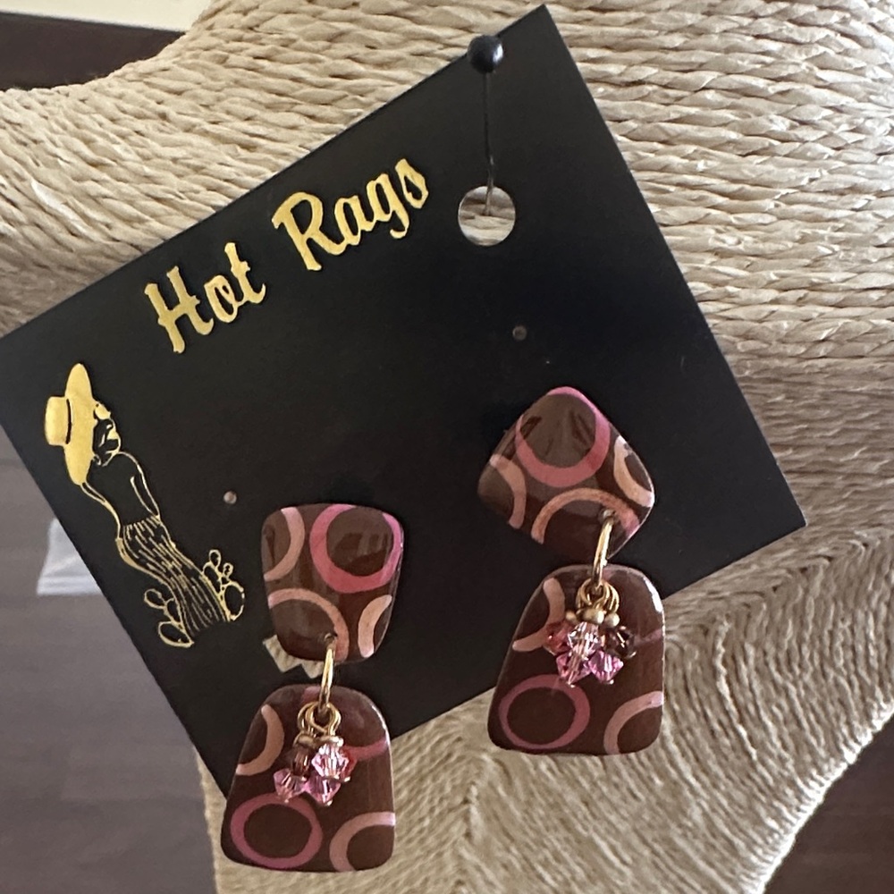 Hot Rags Brown and Pink Earrings